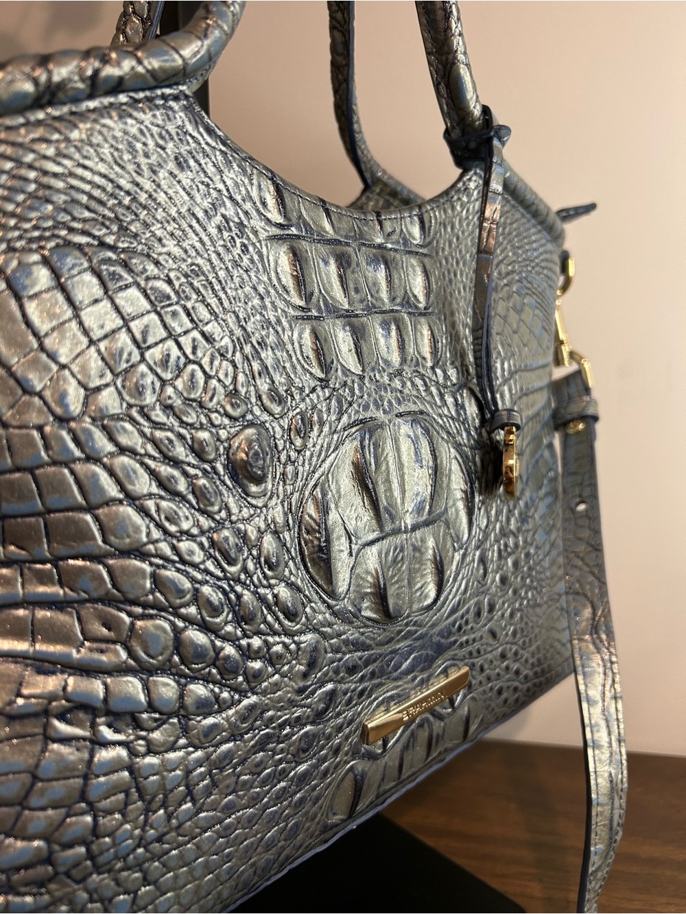 Brahmin Elaine Serenity Blue Ombre Melbourne Satchel Crossbody Retired - Picture 7 of 13